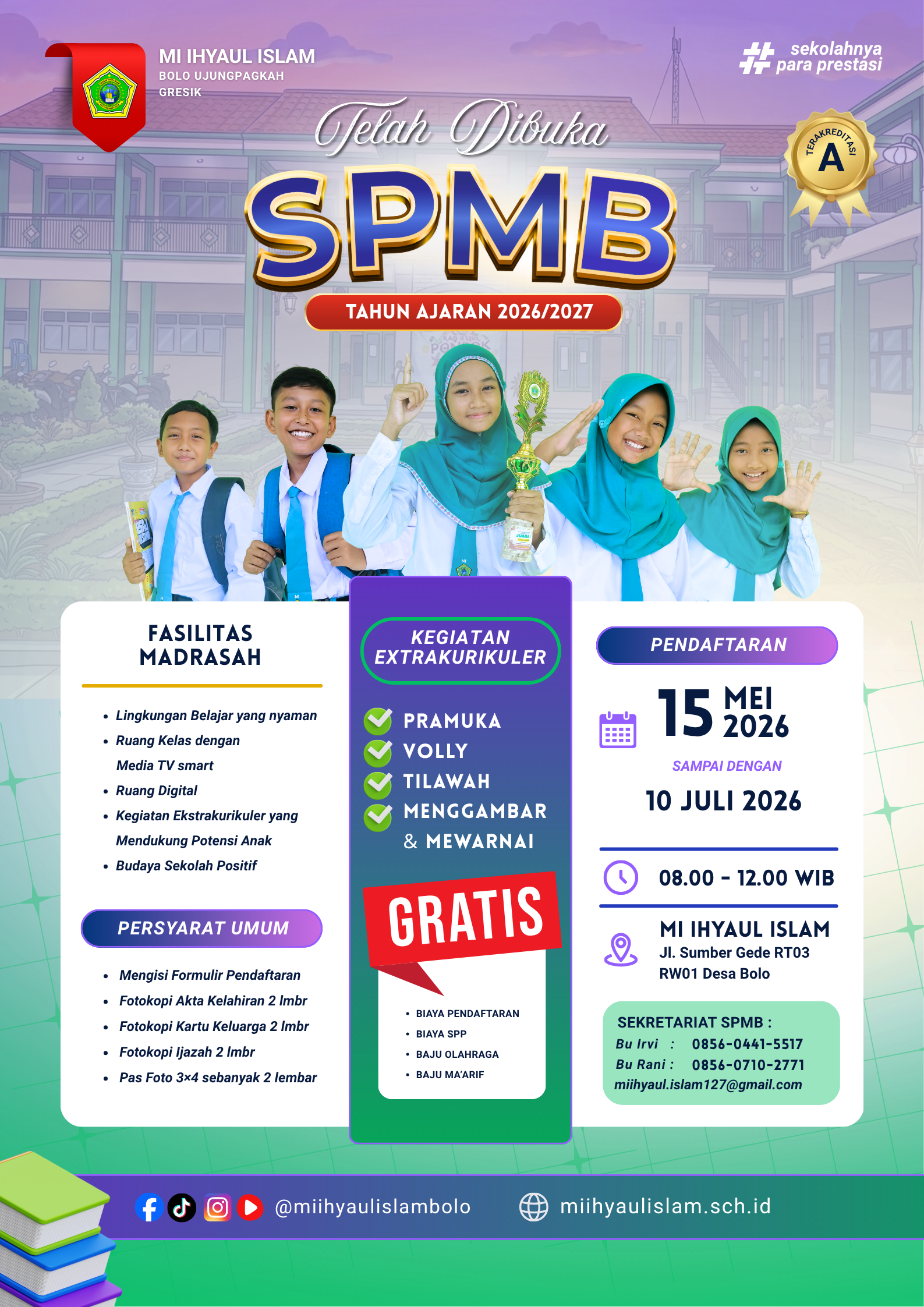 SPMB MI Ihyaul Islam Bolo Ujungpangkah Gresik Tahun Ajaran 2026/2027 Resmi Dibuka